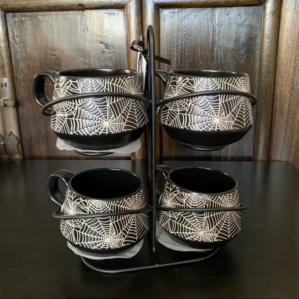 Spider Webs Halloween Mug Stack with Stand - Coco & Lola